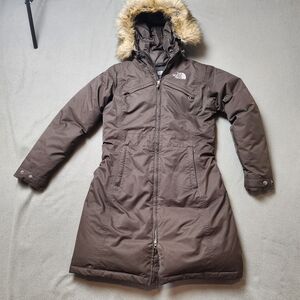 North face Goose Down Parka Coat brown hyvent parka Sz Small